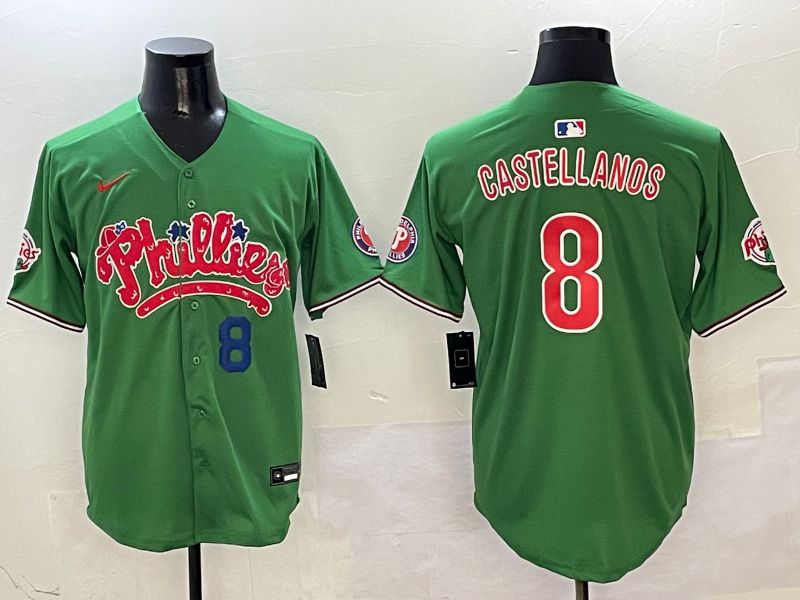 Men Philadelphia Phillies 8 Castellanos Green Fourth generation Joint Name Nike 2025 MLB Jersey style 5
